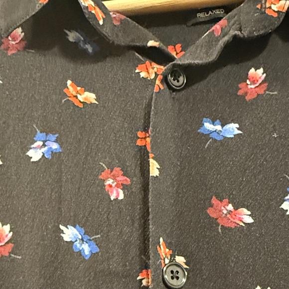 The Kooples Black Button Up Shirt with Red and Blue Floral Design - Picture 6 of 11